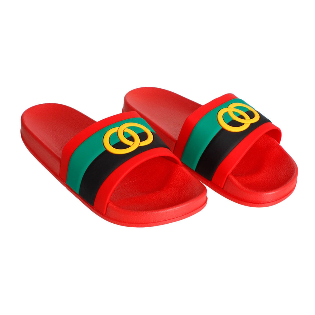Slide Sandals Size 7 Red Stripe Casual Chic