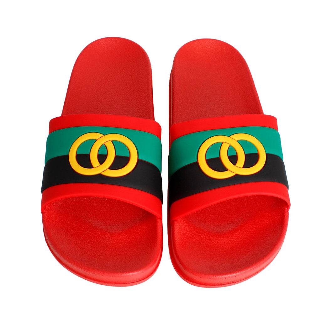 Slide Sandals Size 8 Red Stripe Casual Chic
