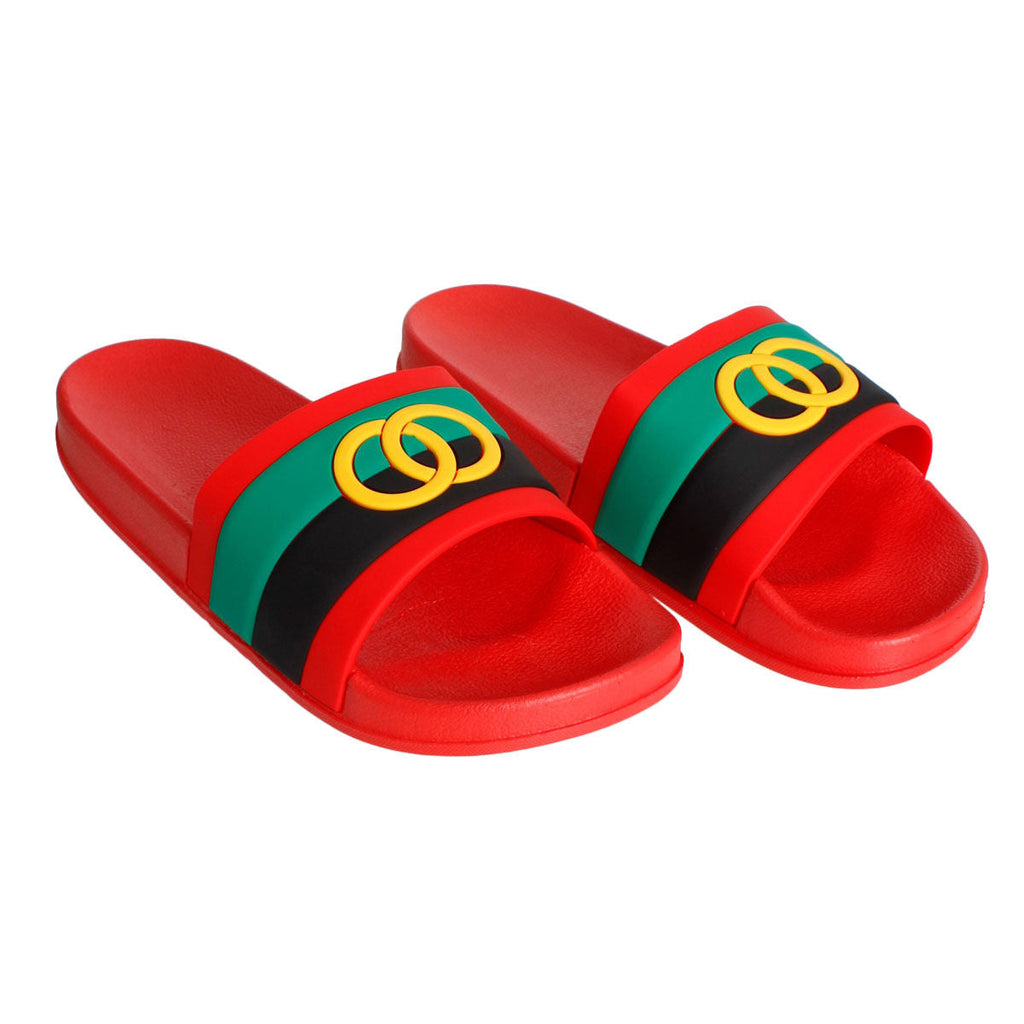 Slide Sandals Size 8 Red Stripe Casual Chic