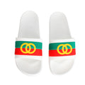 Slide Sandals White Stripe Size 9 Casual Chic