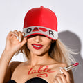 Designer Red D Visor Hat Stylish Casual Accessory