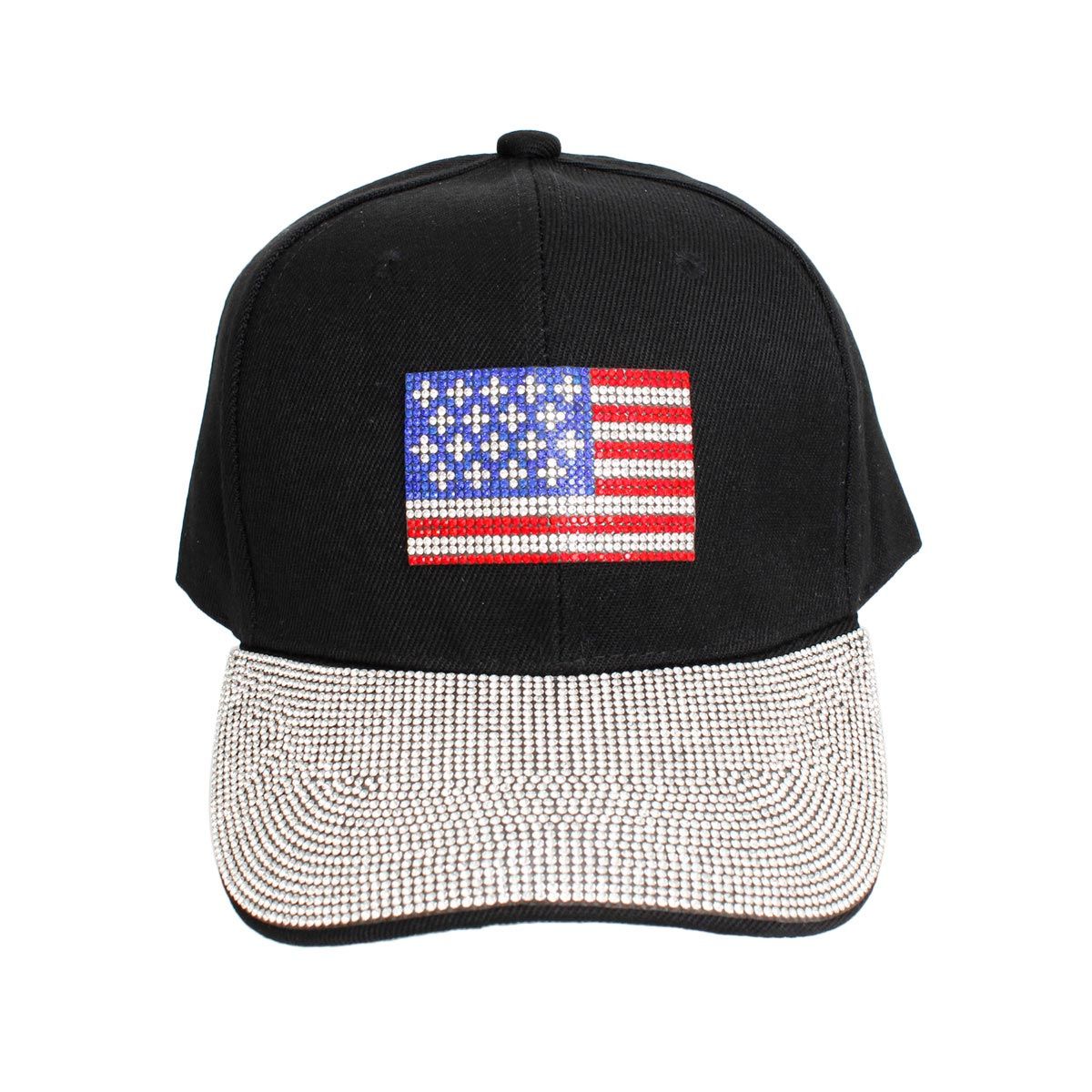 Women’s Black Canvas Baseball Cap with American Flag – Trendy Casual Hat