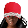 Women’s Red Monogram Bling Baseball Cap Stylish Casual Hat