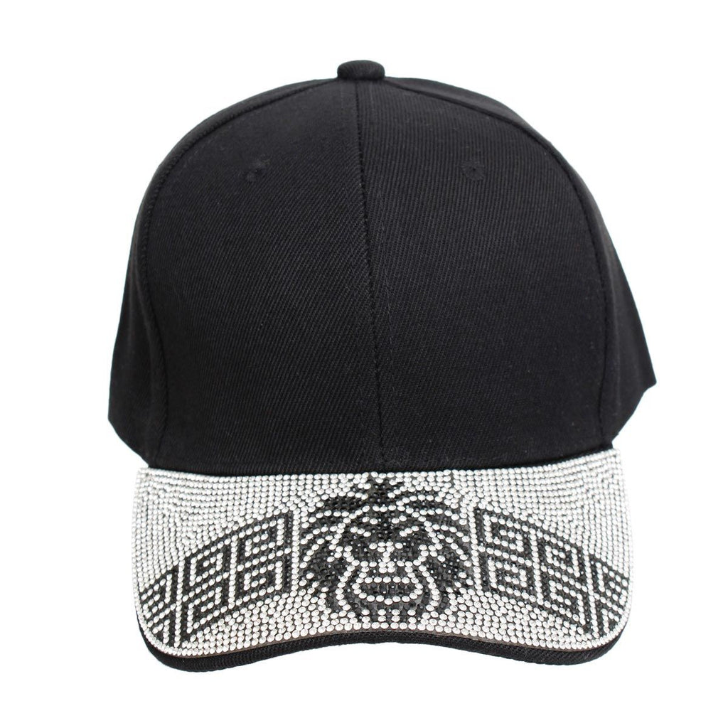 Women’s Black Baseball Cap with Lion Greek Bling – Trendy Casual Hat