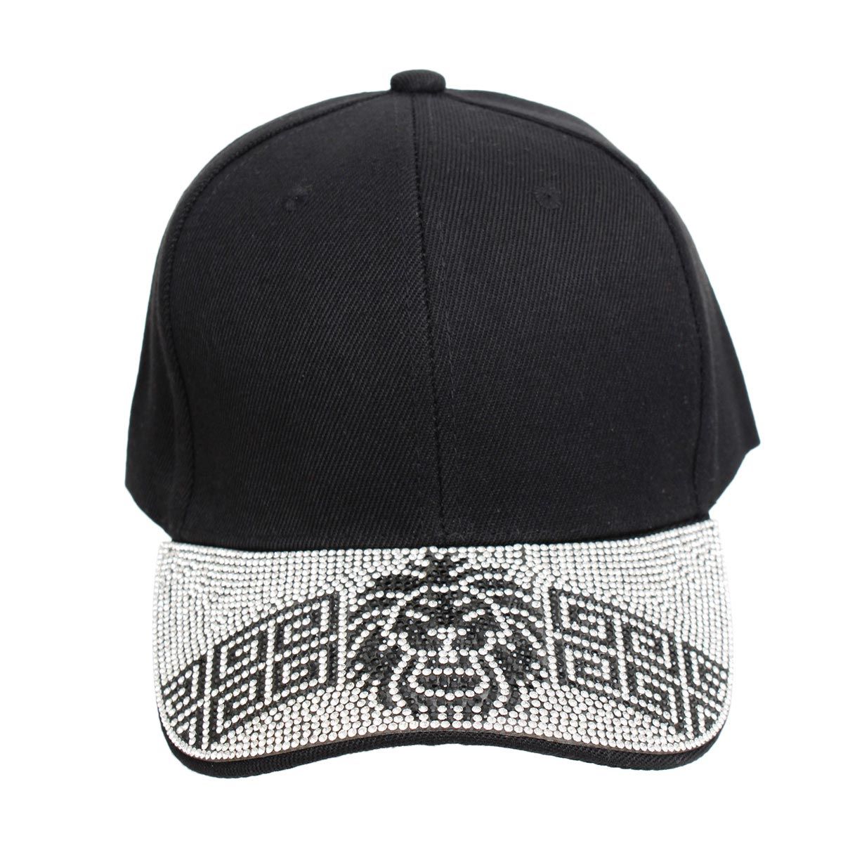 Women’s Black Baseball Cap with Lion Greek Bling – Trendy Casual Hat