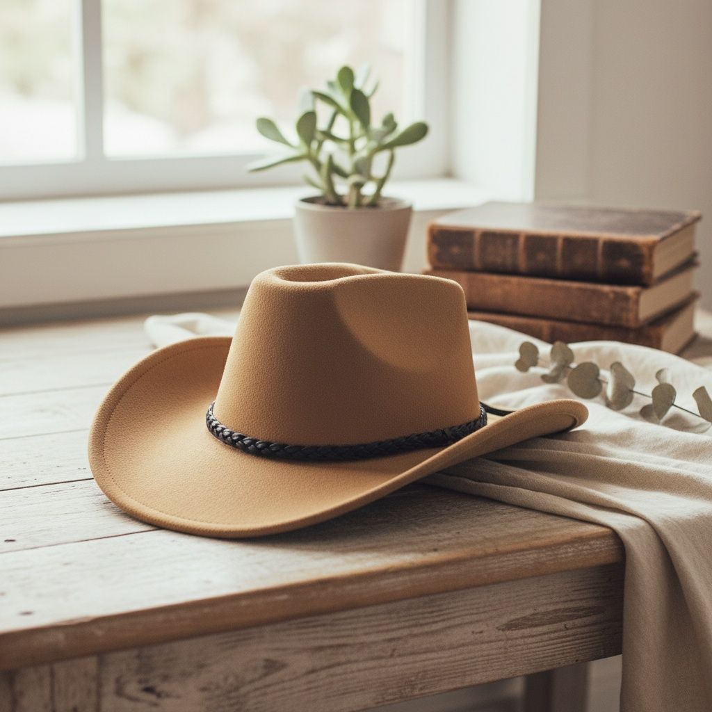 Western Cowboy Hat Soft Suede Cattleman Style Camel Trendy Accessory