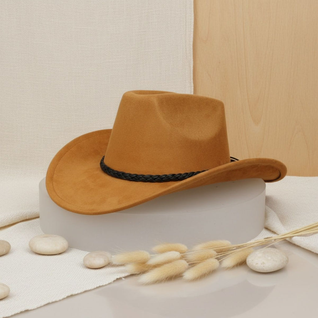 Western Cowboy Hat Soft Suede Cattleman Style Camel Trendy Accessory