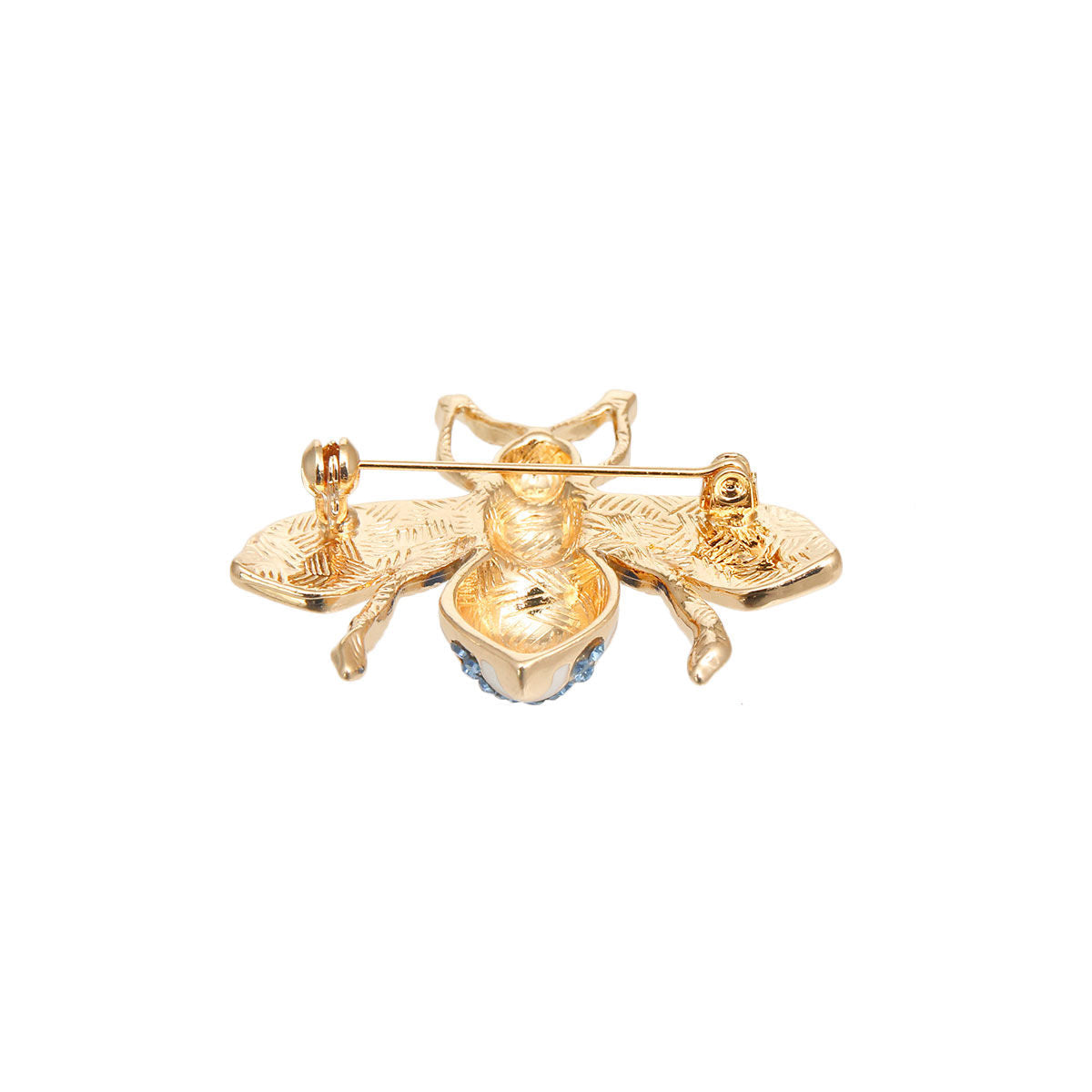Statement Bee Brooch with Blue Rhinestones Stylish Fashion Jewelry Accessory