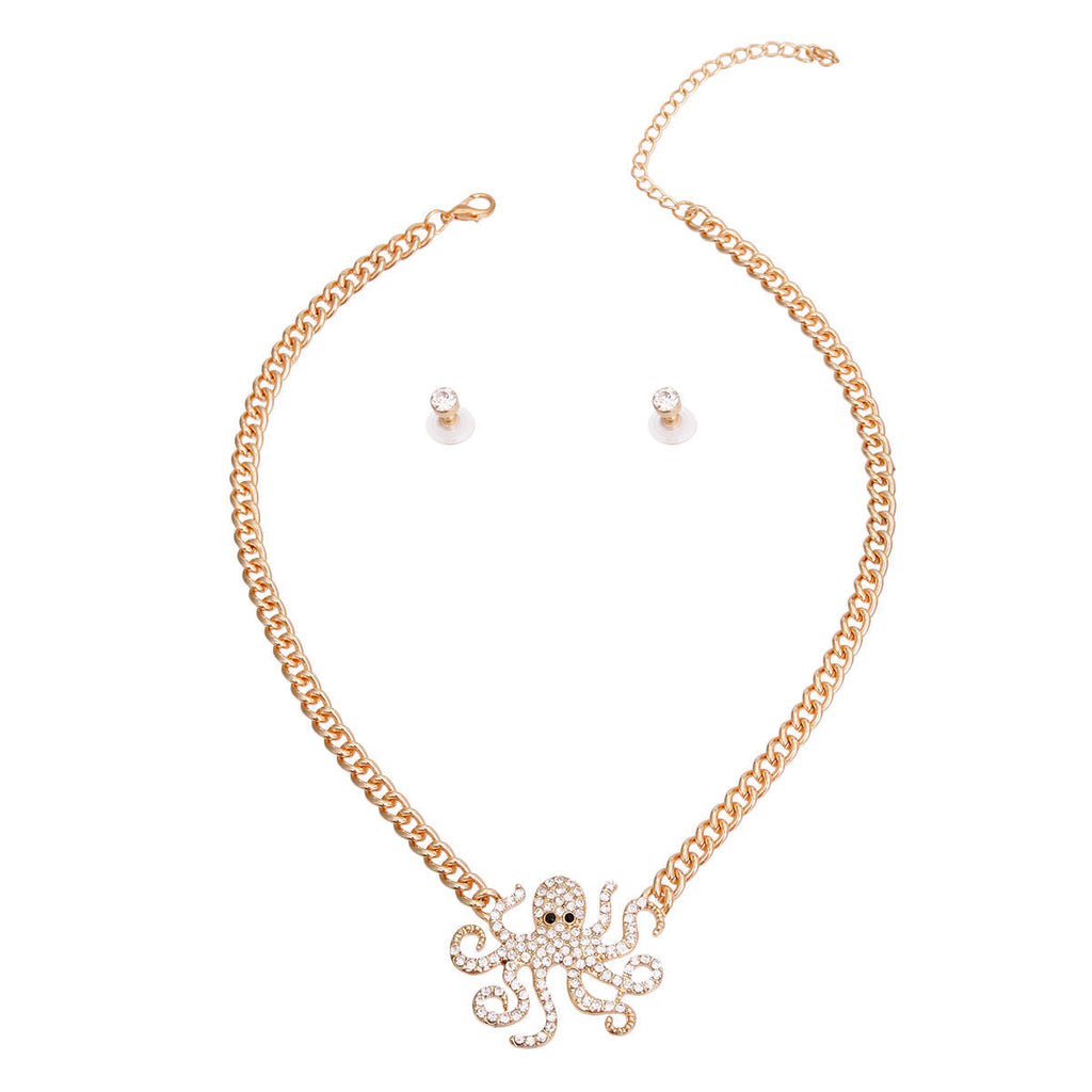 Pendant Necklace Gold Octopus Stylish Statement Jewelry Accessory