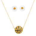 Statement Basketball Necklace Set with Pave Rhinestones, Trendy Fashion Jewelry