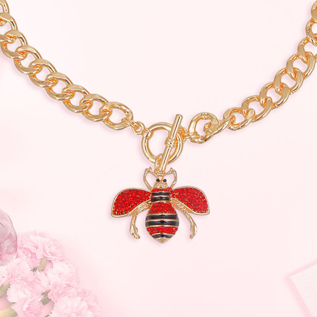 Statement Toggle Necklace Red Red Bee Stylish Jewelry Accessory