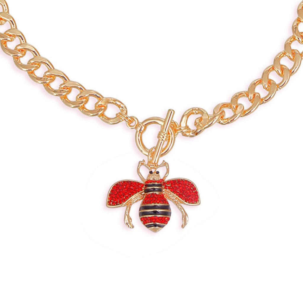 Statement Toggle Necklace Red Red Bee Stylish Jewelry Accessory