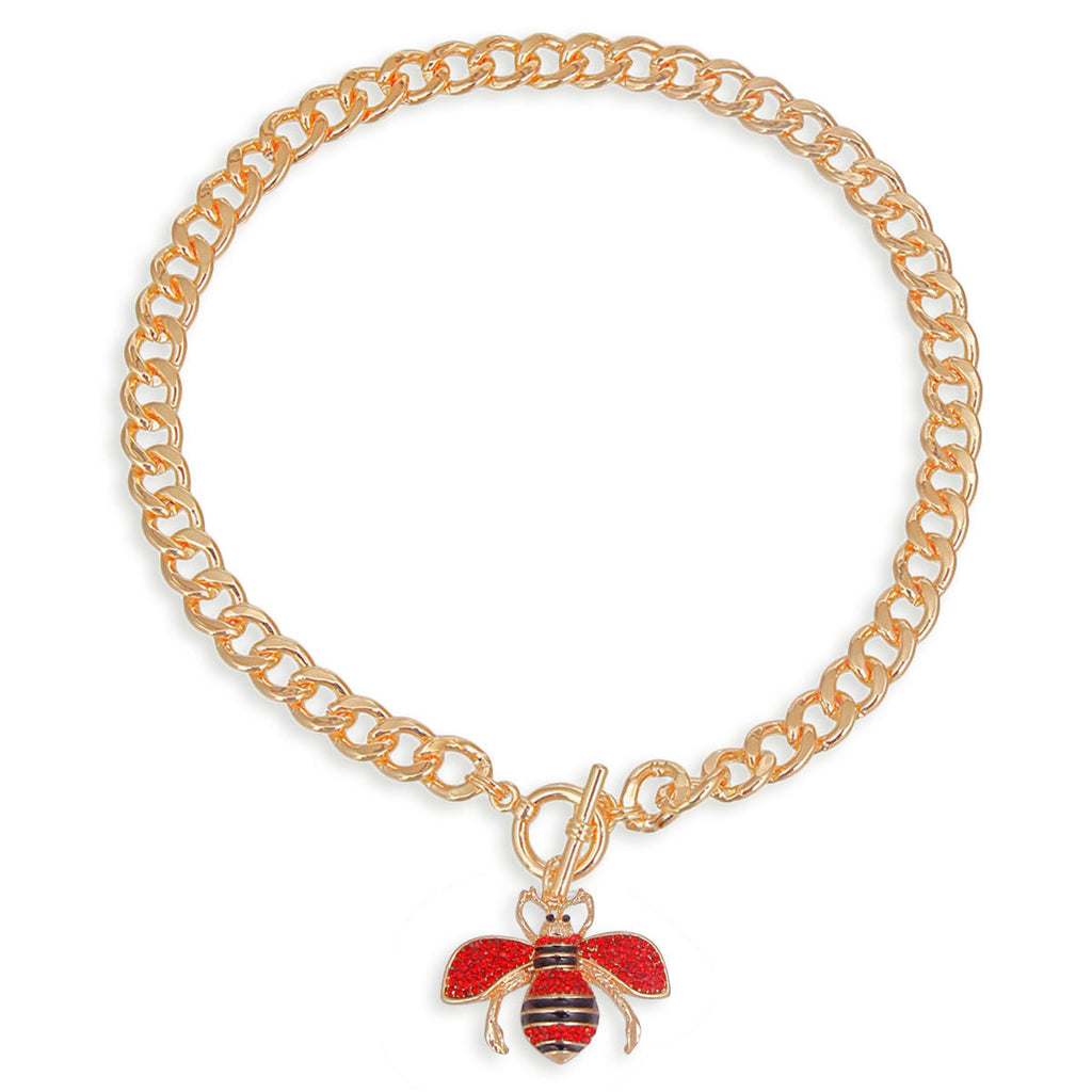 Statement Toggle Necklace Red Red Bee Stylish Jewelry Accessory