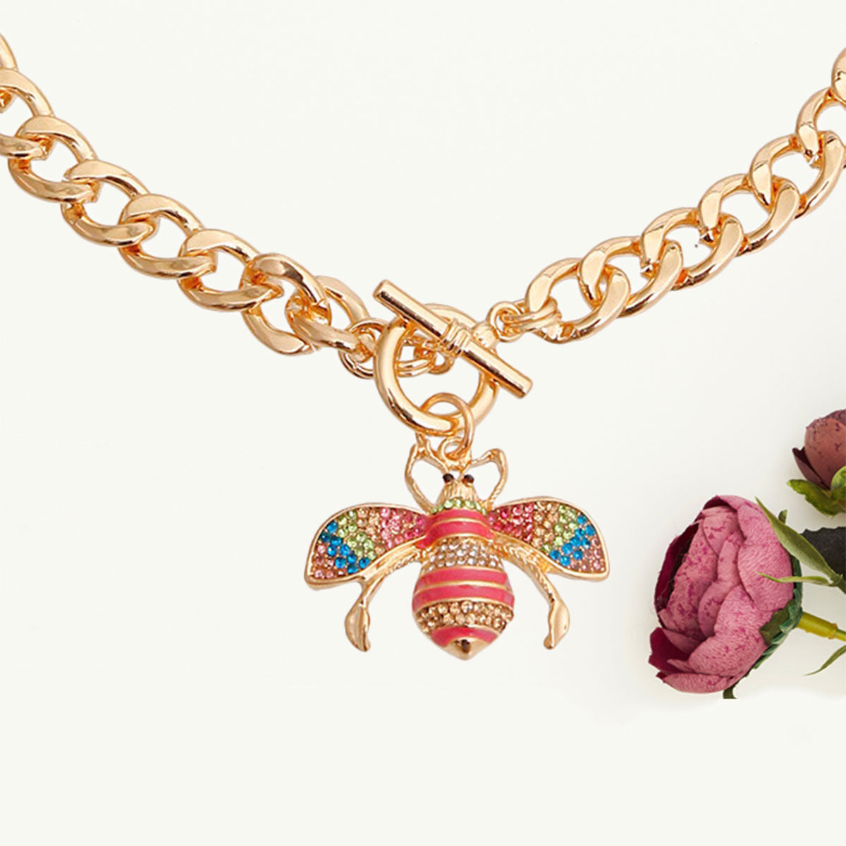 Bee Charm Necklace Rainbow Rendezvous Stylish Statement Jewelry