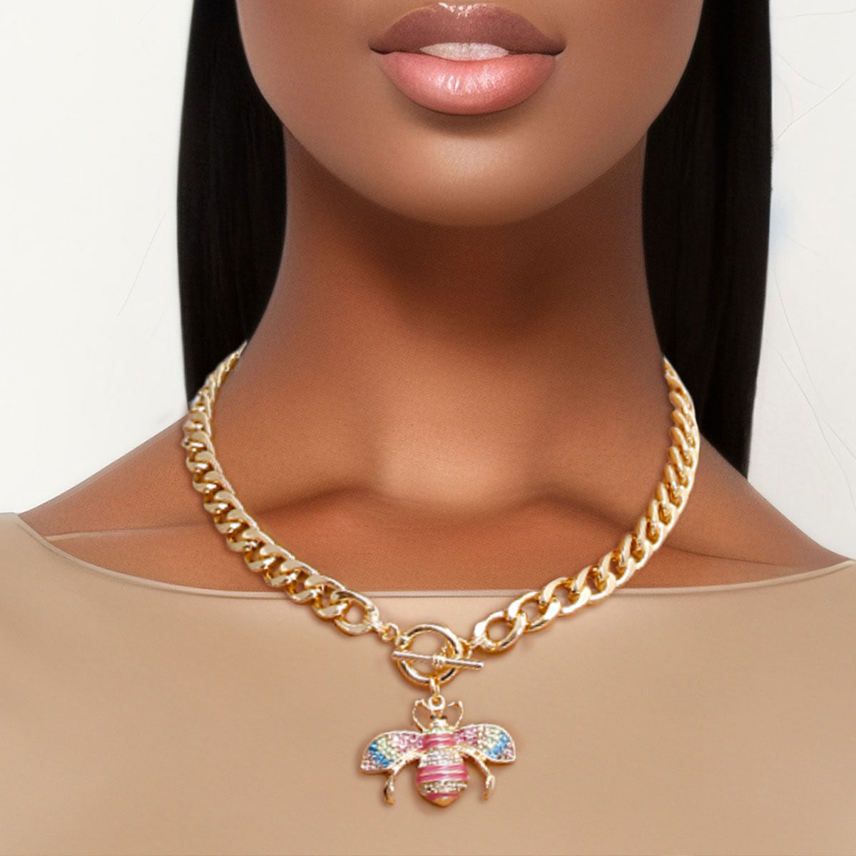 Bee Charm Necklace Rainbow Rendezvous Stylish Statement Jewelry