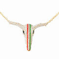 Statement Rhinestone Steer Head Necklace Stylish Fashion Jewelry Accessory
