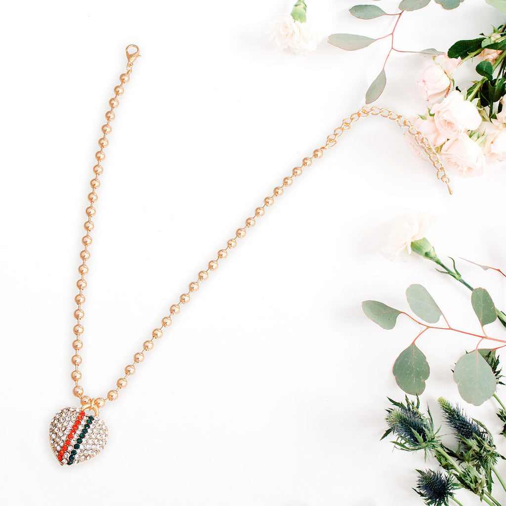 Statement Necklace Heartfelt Harmony Stripe Ball Trendy Chic Jewelry Accessory
