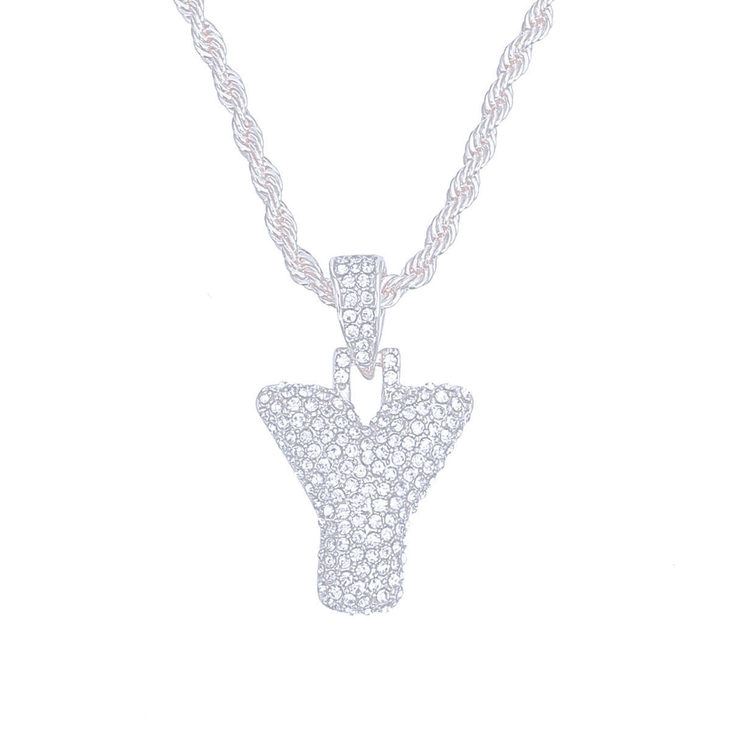 Silver Rhinestone Y Necklace Stylish Statement Jewelry Accessory