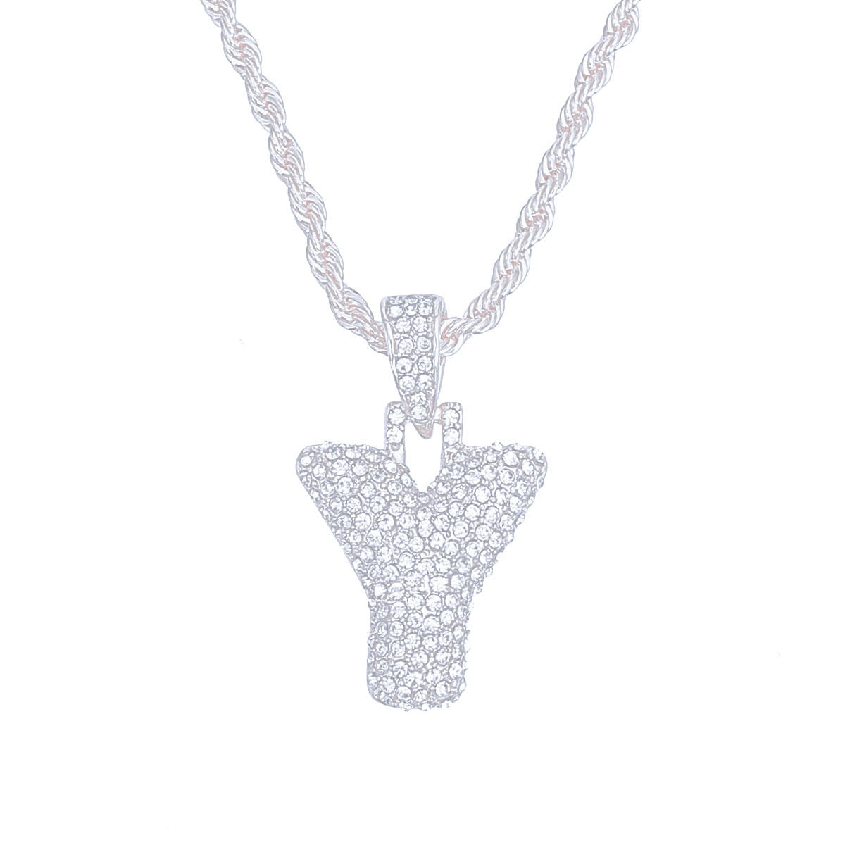 Silver Rhinestone Y Necklace Stylish Statement Jewelry Accessory