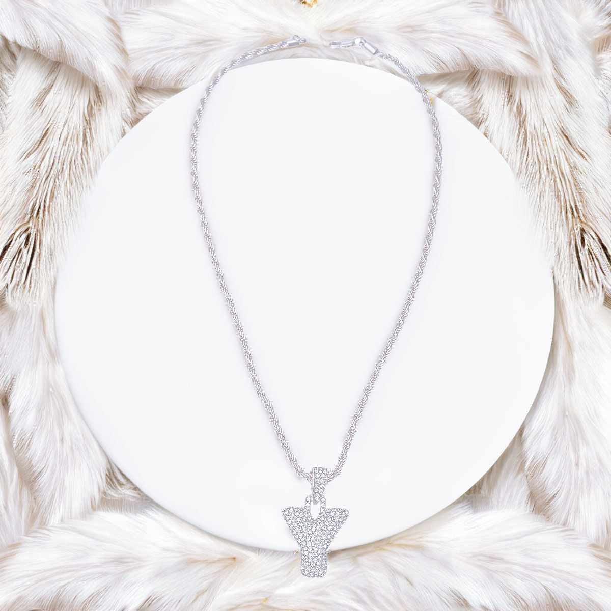 Silver Rhinestone Y Necklace Stylish Statement Jewelry Accessory