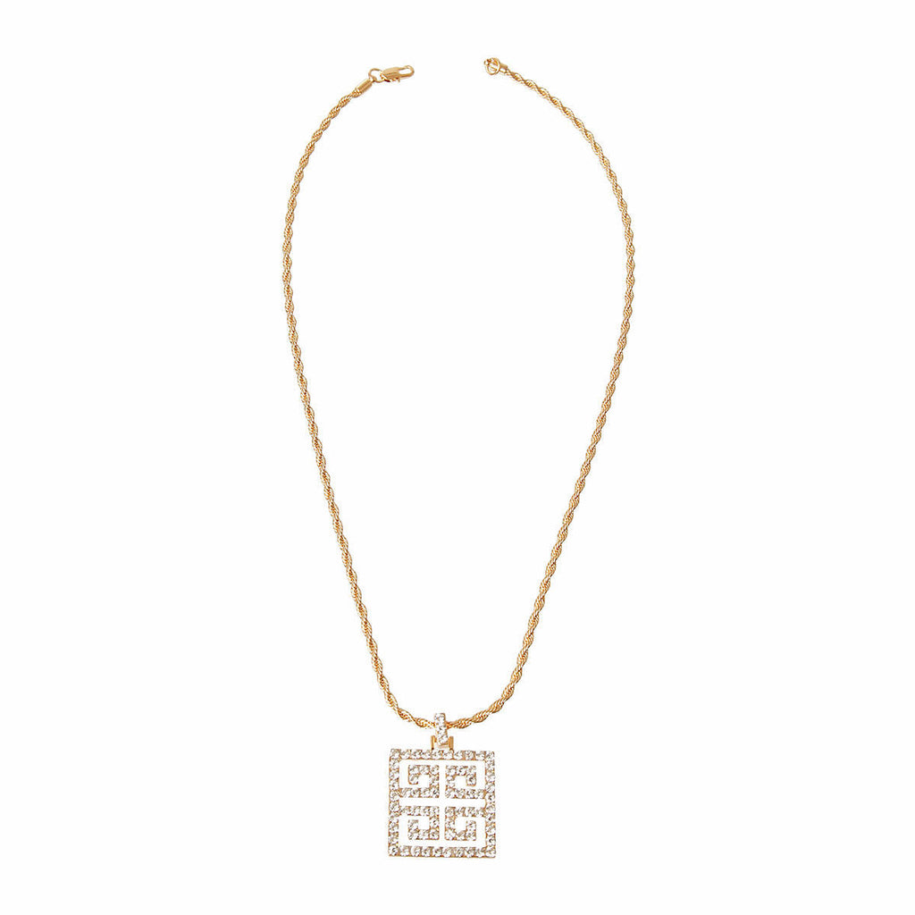 Rhinestone Pendant Necklace Stylish Signature Statement Jewelry