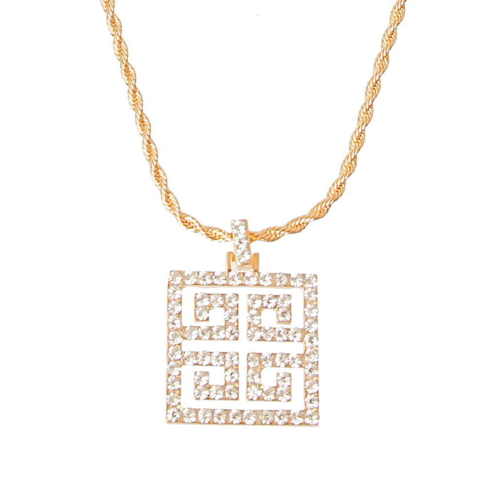 Rhinestone Pendant Necklace Stylish Signature Statement Jewelry