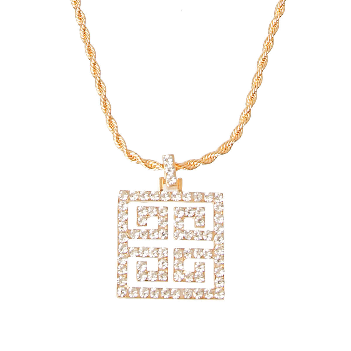 Rhinestone Pendant Necklace Stylish Signature Statement Jewelry