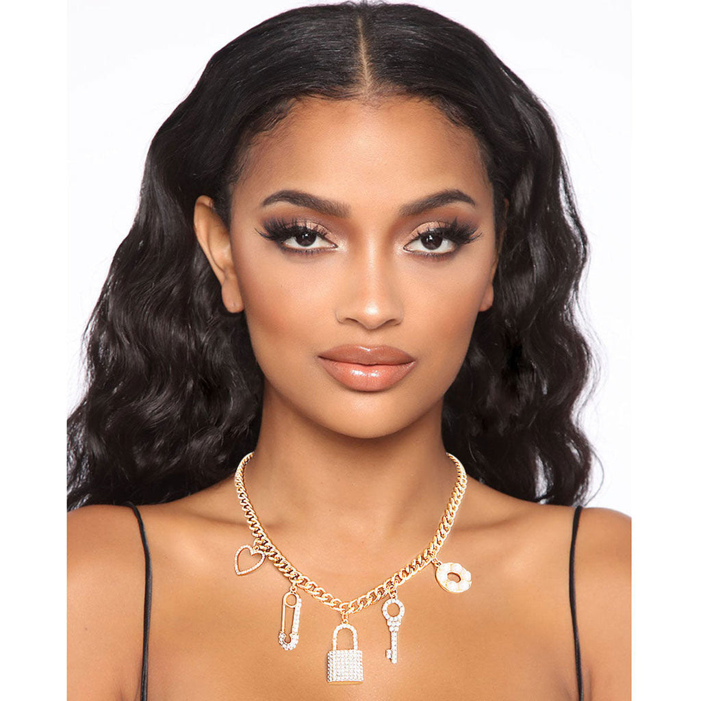 Charm Necklace Gold Love Stylish Statement Jewelry Accessory