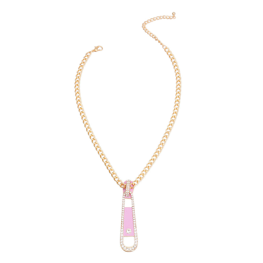 Pendant Necklace with Lavender Zipper Detail – Stylish Fashion Jewelry