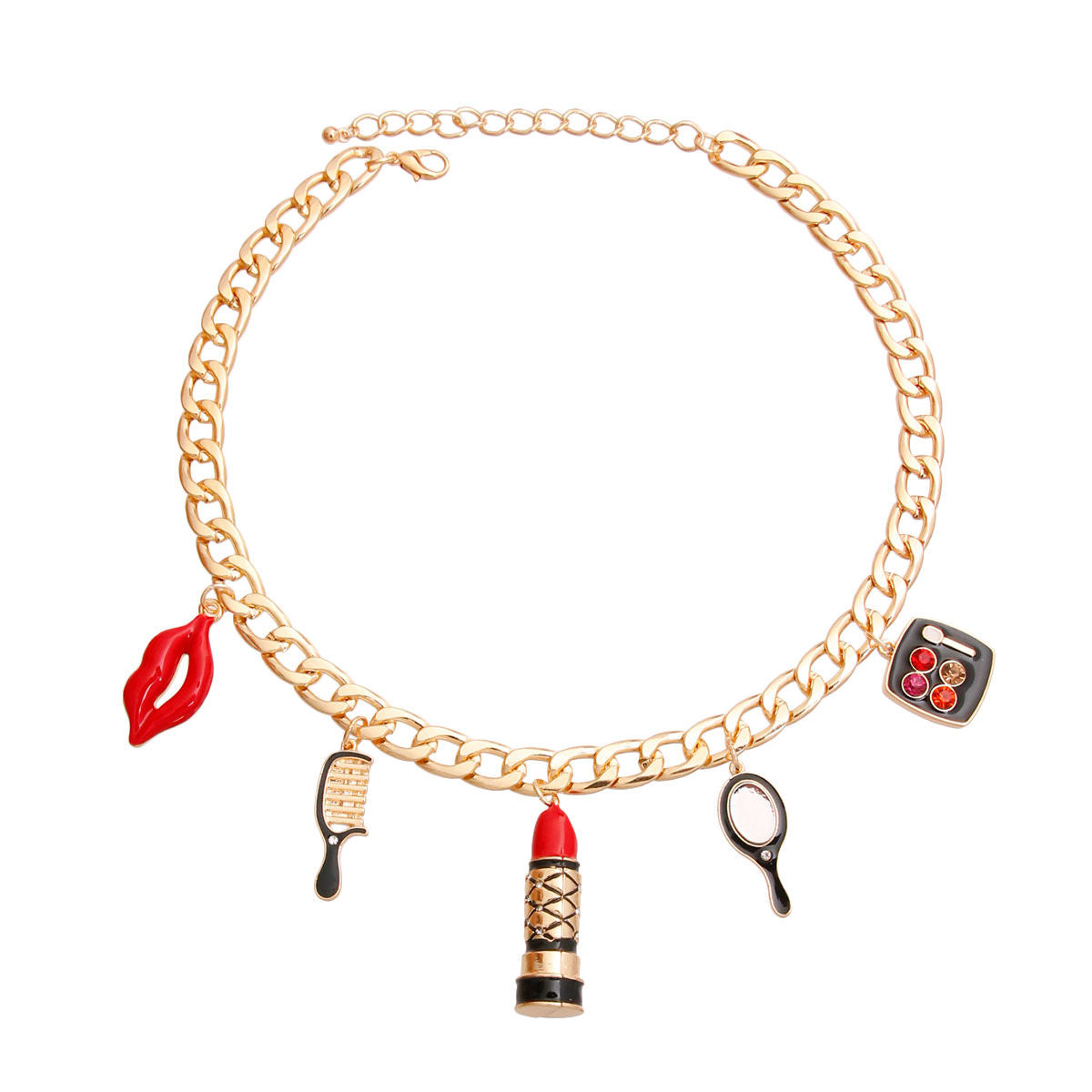 Charm Necklace Gold Black Luxury Stylish Statement Jewelry