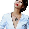 Statement Gold Tiger Greek Medallion Chain Necklace Stylish Jewelry Accessory