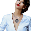 Statement Chain Necklace Silver Tiger Greek Medallion Stylish Jewelry