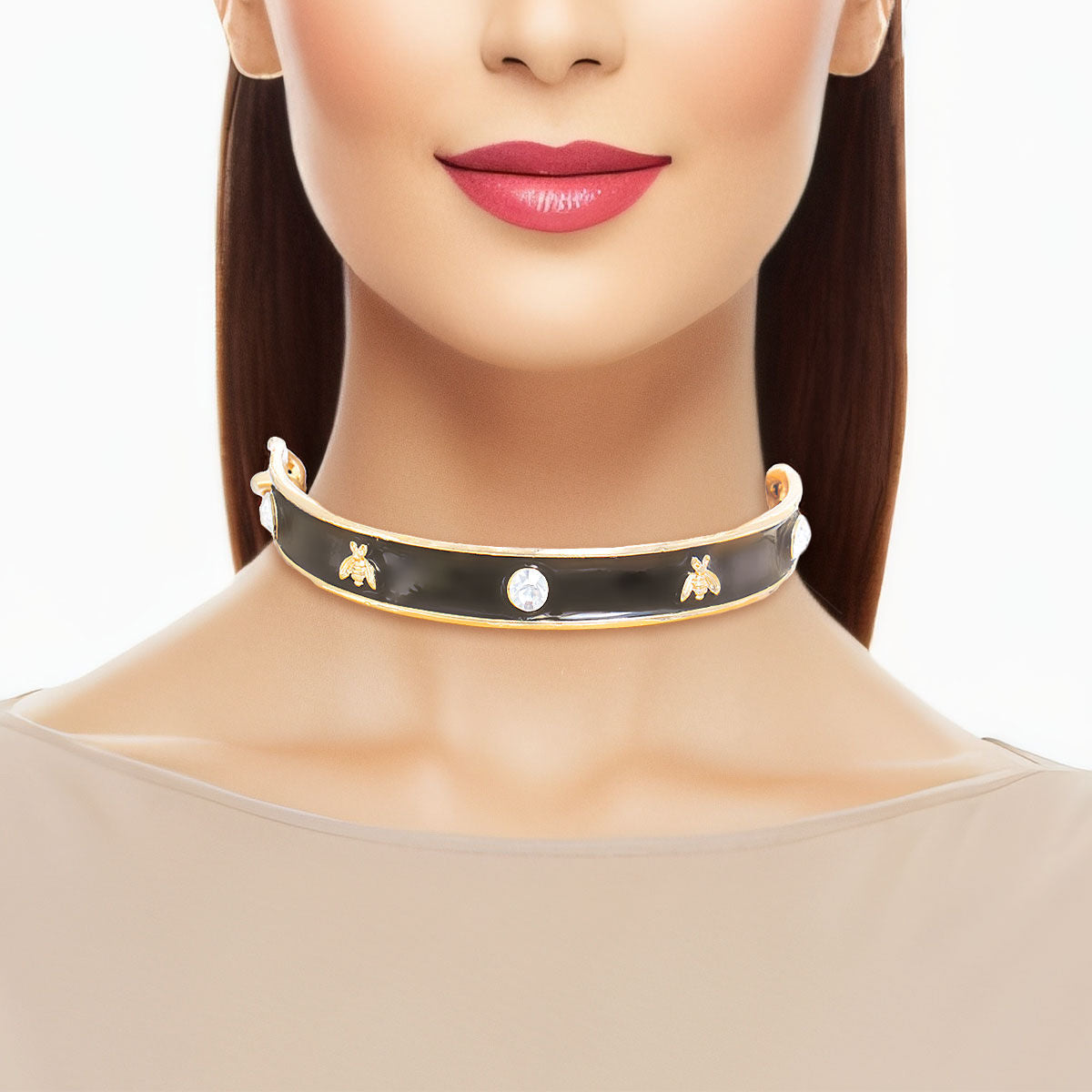 Casting Choker Necklace Heavy Black Bee Statement Jewelry Accessory