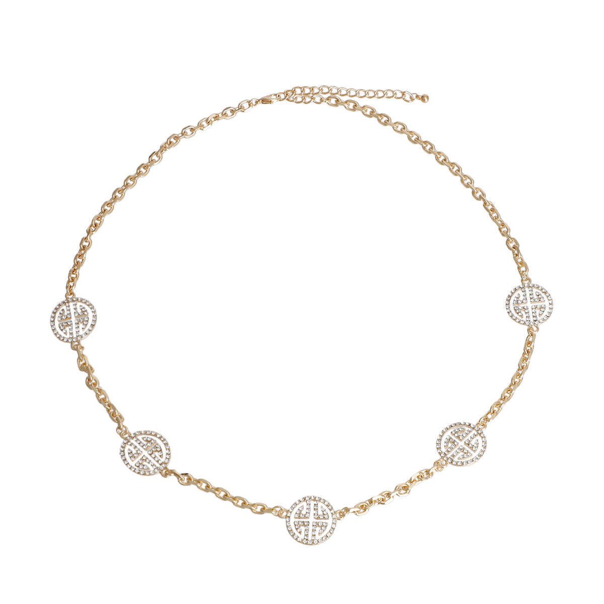 Statement Gold Round Greek Key Necklace Stylish Fashion Jewelry