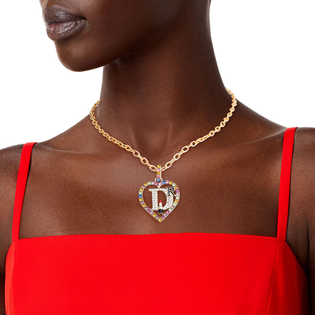 Statement Multi Color Designer D Heart Necklace Stylish Fashion Jewelry
