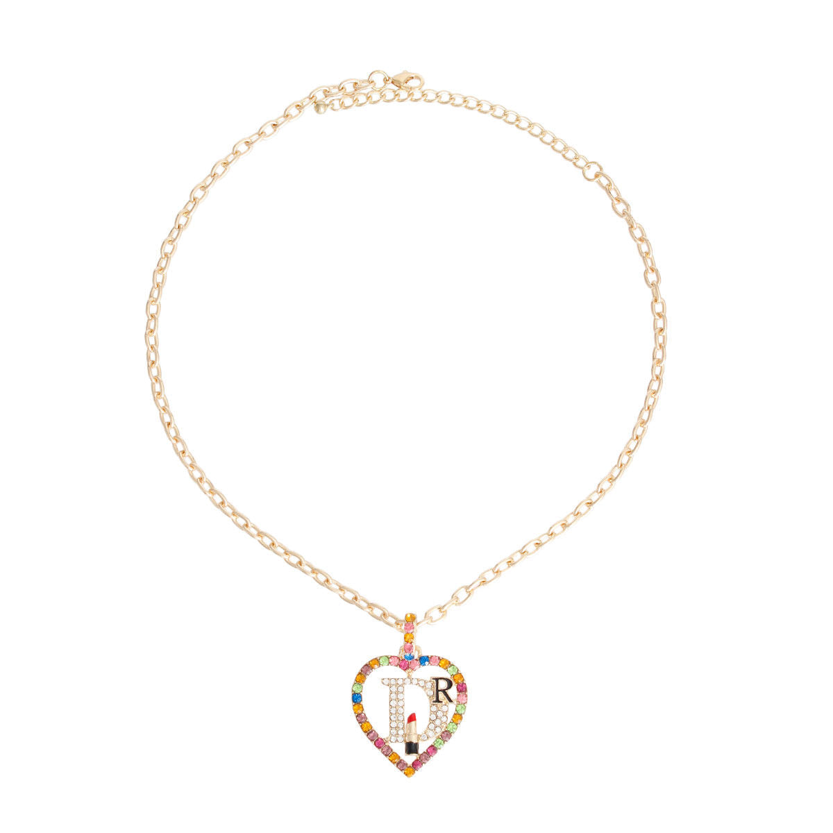Statement Multi Color Designer D Heart Necklace Stylish Fashion Jewelry
