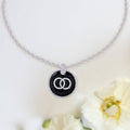 Infinity Pendant Necklace with Black Pendant and Silver Twisted Chain Stylish Jewelry Accessory