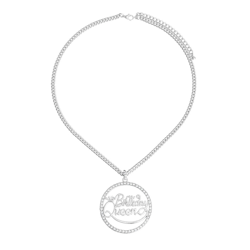 Statement Silver Birthday Queen Necklace Stylish Fashion Jewelry Accessory