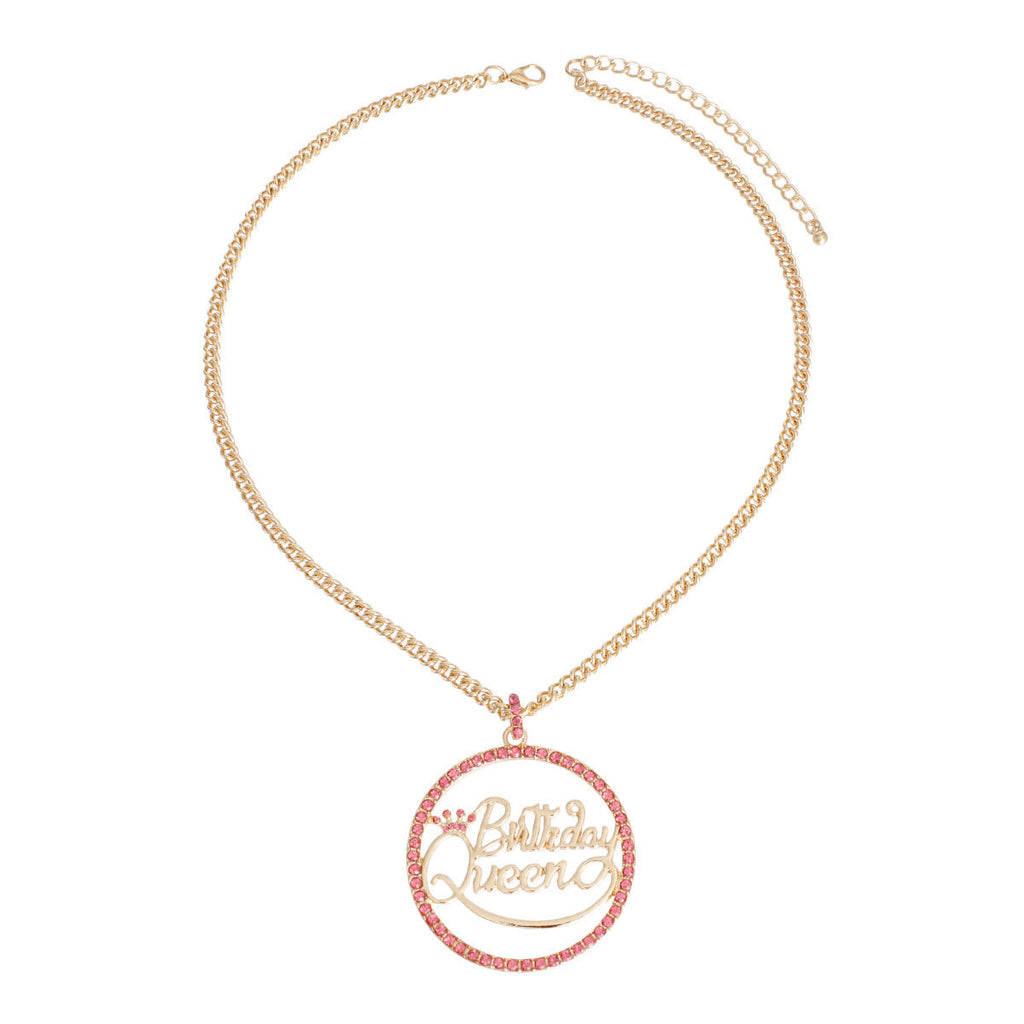 Statement Necklace Pink Birthday Queen Trendy Jewelry Accessory