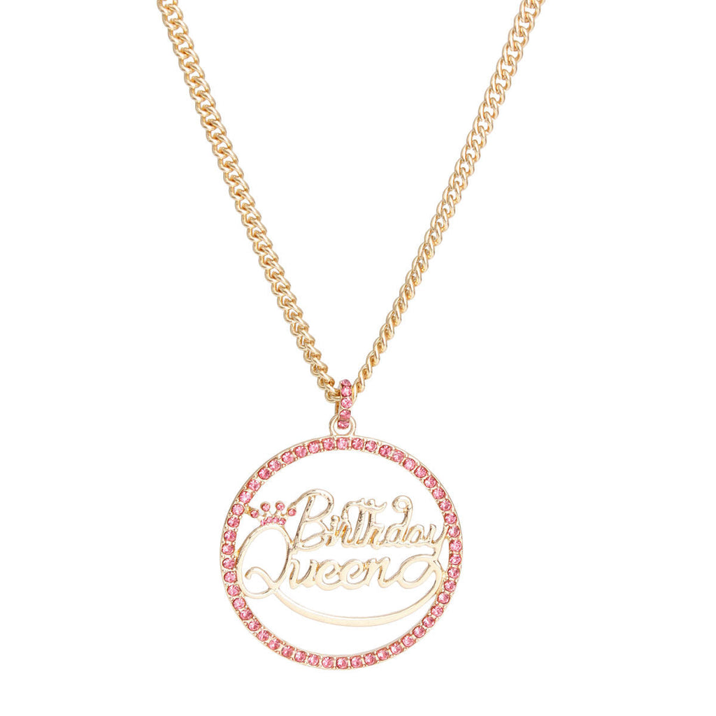 Statement Necklace Pink Birthday Queen Trendy Jewelry Accessory
