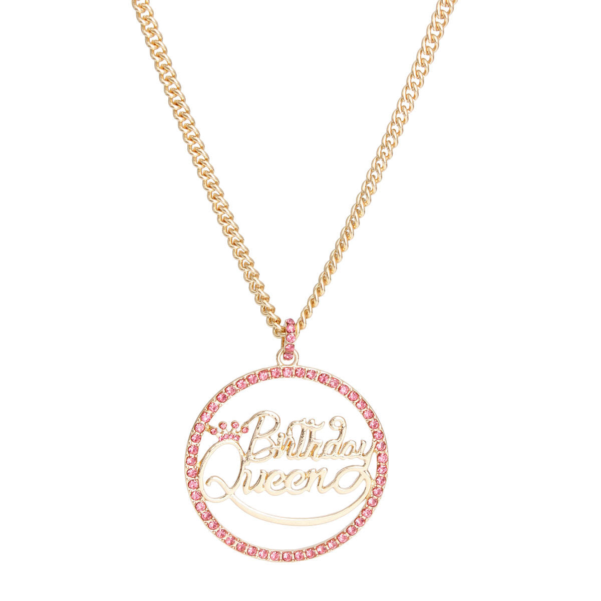 Statement Necklace Pink Birthday Queen Trendy Jewelry Accessory