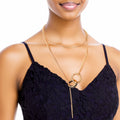 Lariat Necklace Gold Greek Key Stylish Statement Jewelry