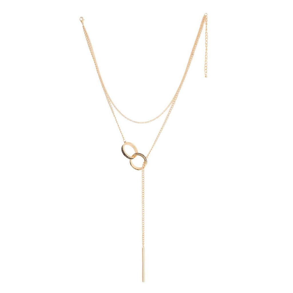 Lariat Necklace Gold Greek Key Stylish Statement Jewelry