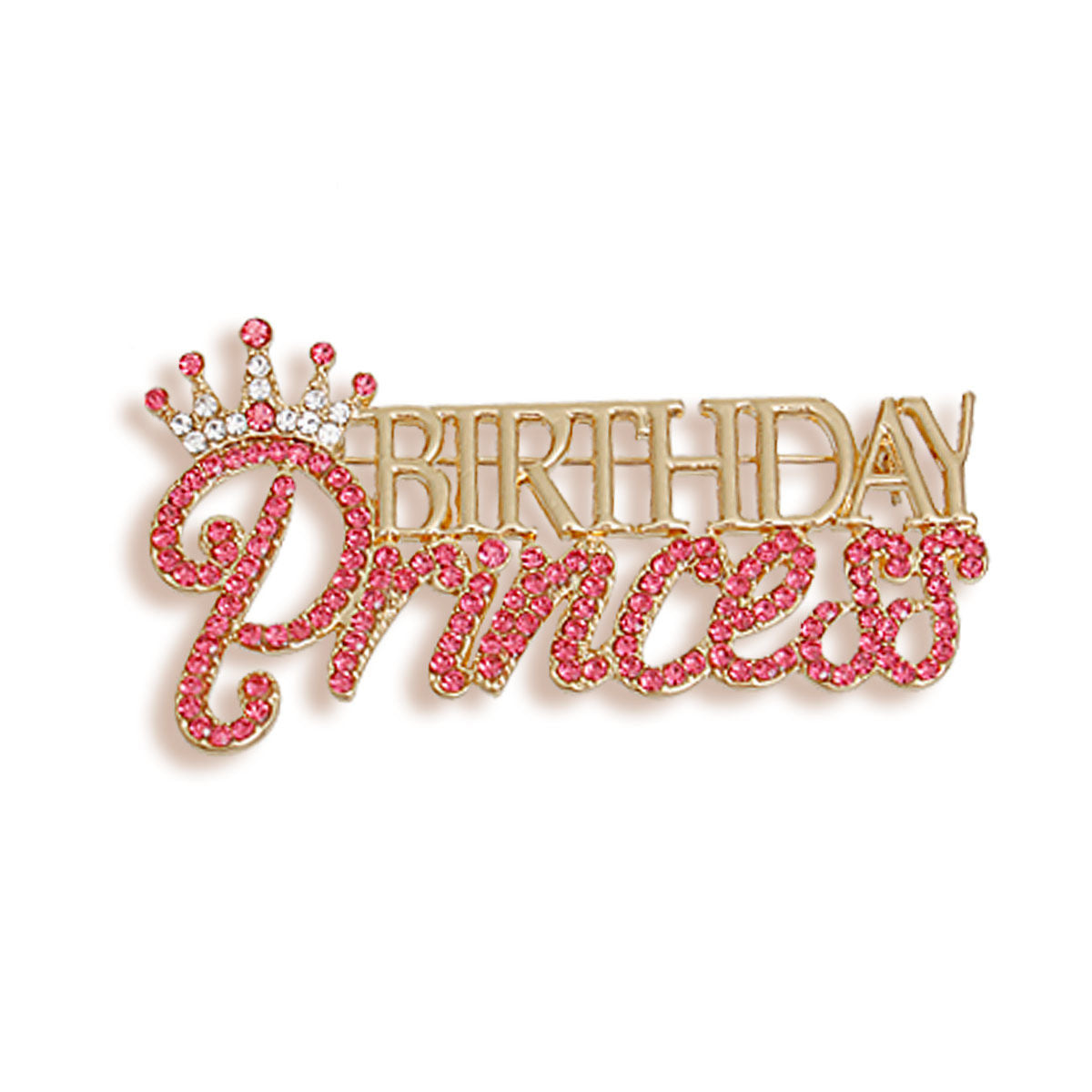 Women’s Pink Birthday Princess Brooch Pin Stylish Fashion Accessory