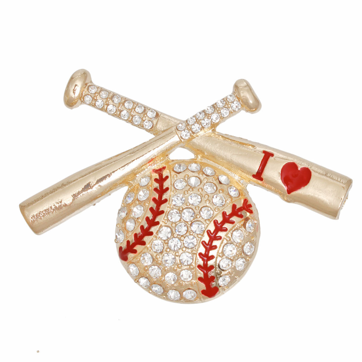 Baseball and Bat Brooch Pin for Women Stylish Bling Accessory
