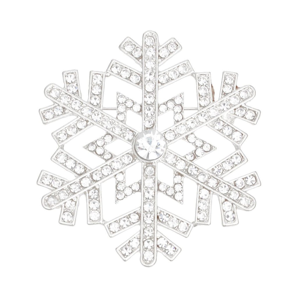 Silver Snowflake Brooch Pin for Women – Stylish Elegant Jewelry Accessory