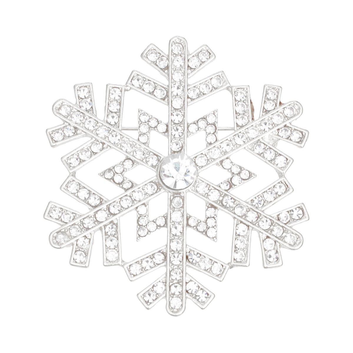 Silver Snowflake Brooch Pin for Women – Stylish Elegant Jewelry Accessory