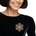 Women’s Snowflake Brooch Pin Red Green Stylish Statement Accessory