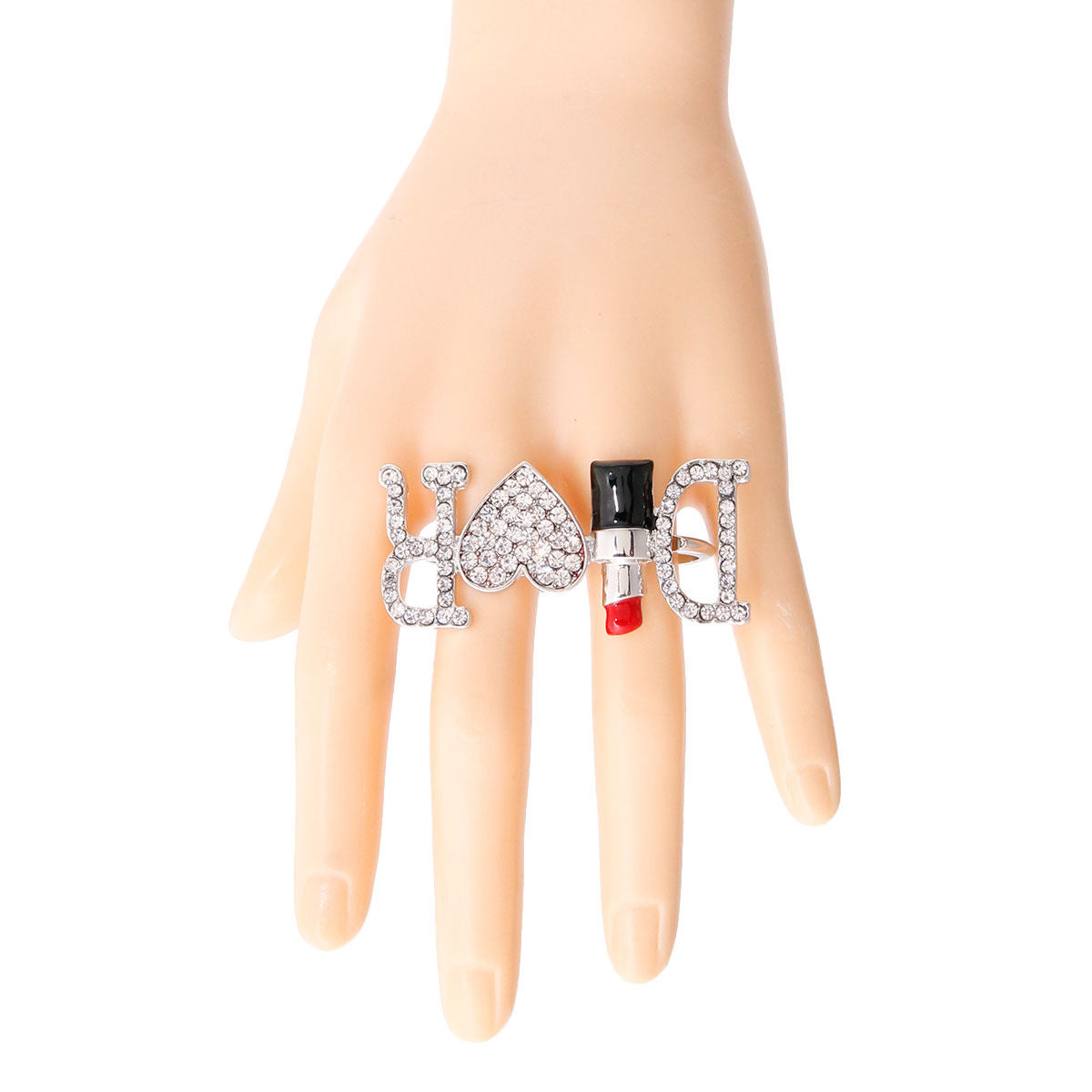 Statement Silver 2 Finger Ring Stylish Fashion Jewelry