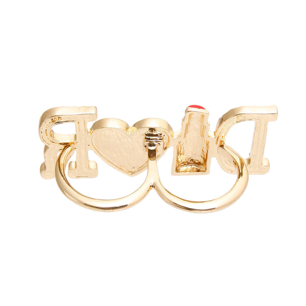Double-D Finger Ring Radiant in Red Stylish Statement Jewelry